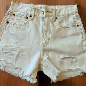 NEW American Eagle Highest Rise 90s Boyfriend Short Distressed White Denim 00 XS